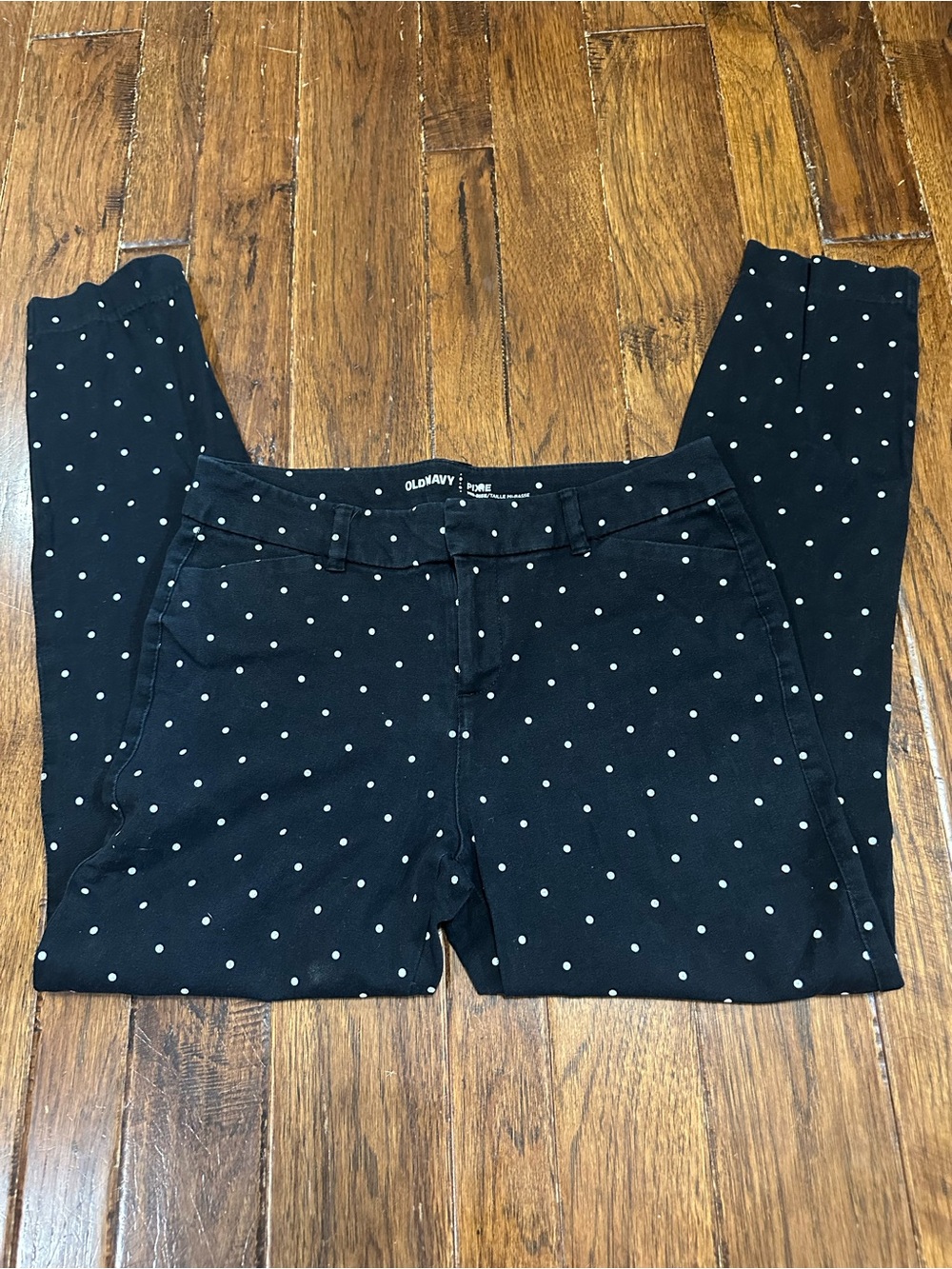 Old Navy Black Polka Dot Mid Rise Dress Pants Size 6